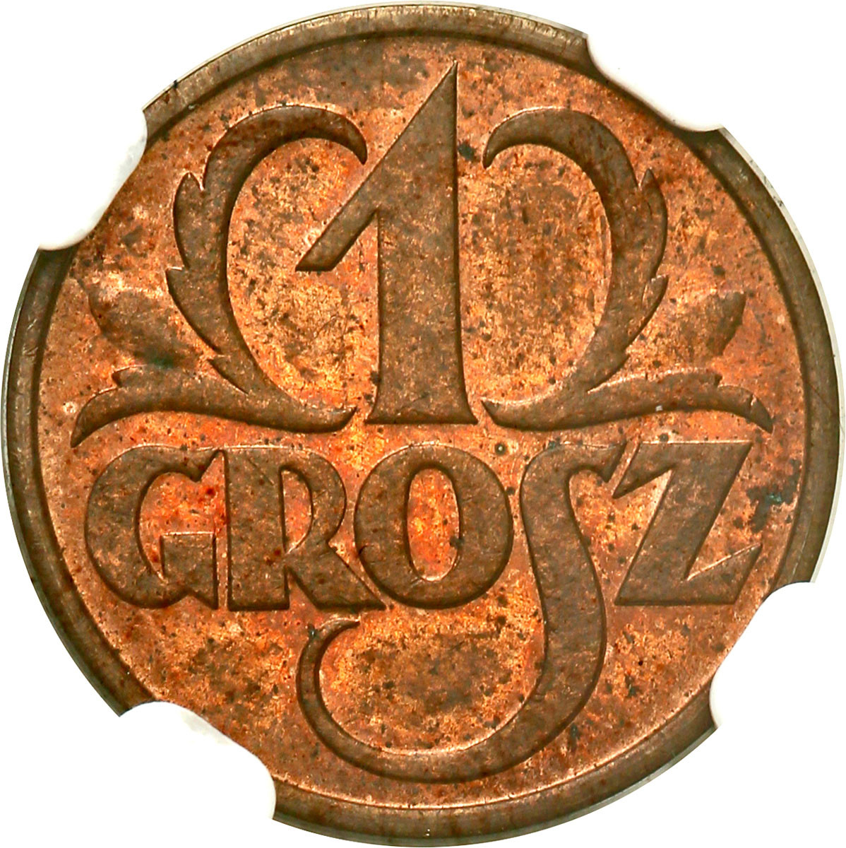 II RP. 1 grosz 1930 NGC MS64 RB - najrzadszy rocznik